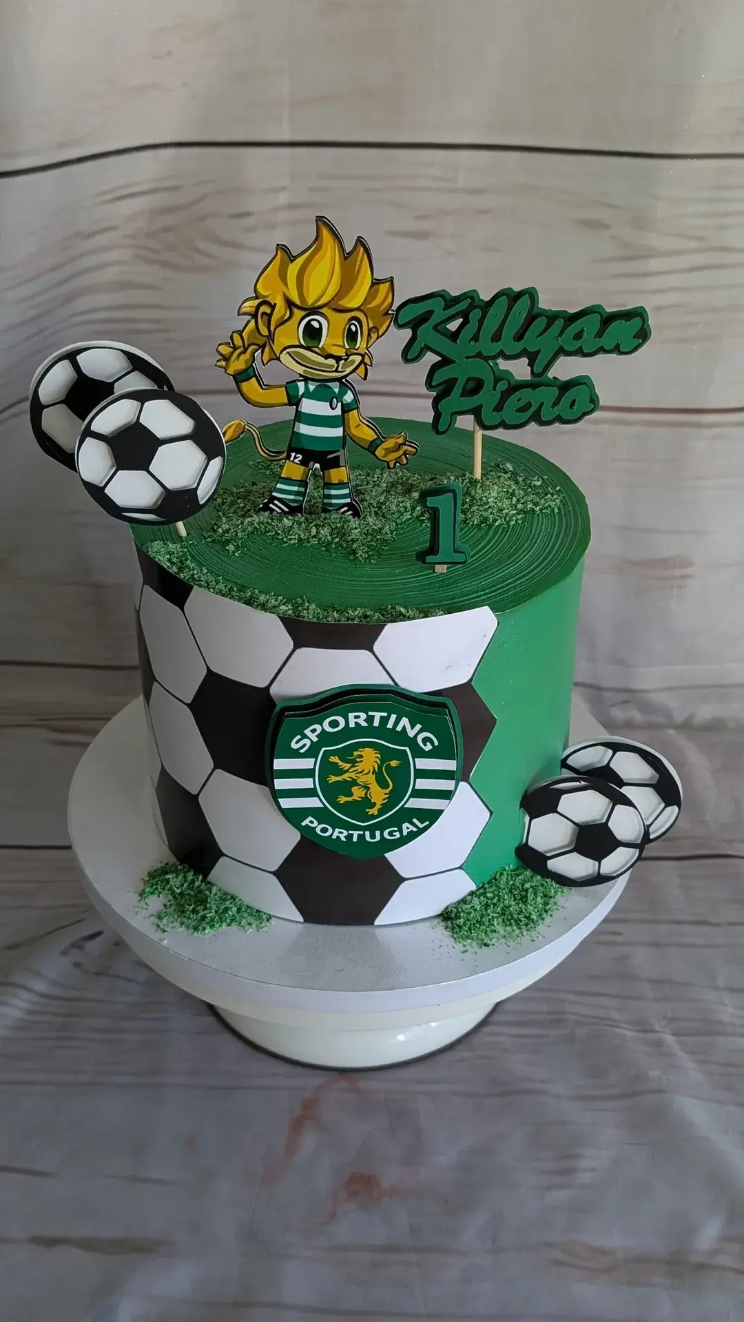 Bolo temático de futebol do Sporting para 1 ano