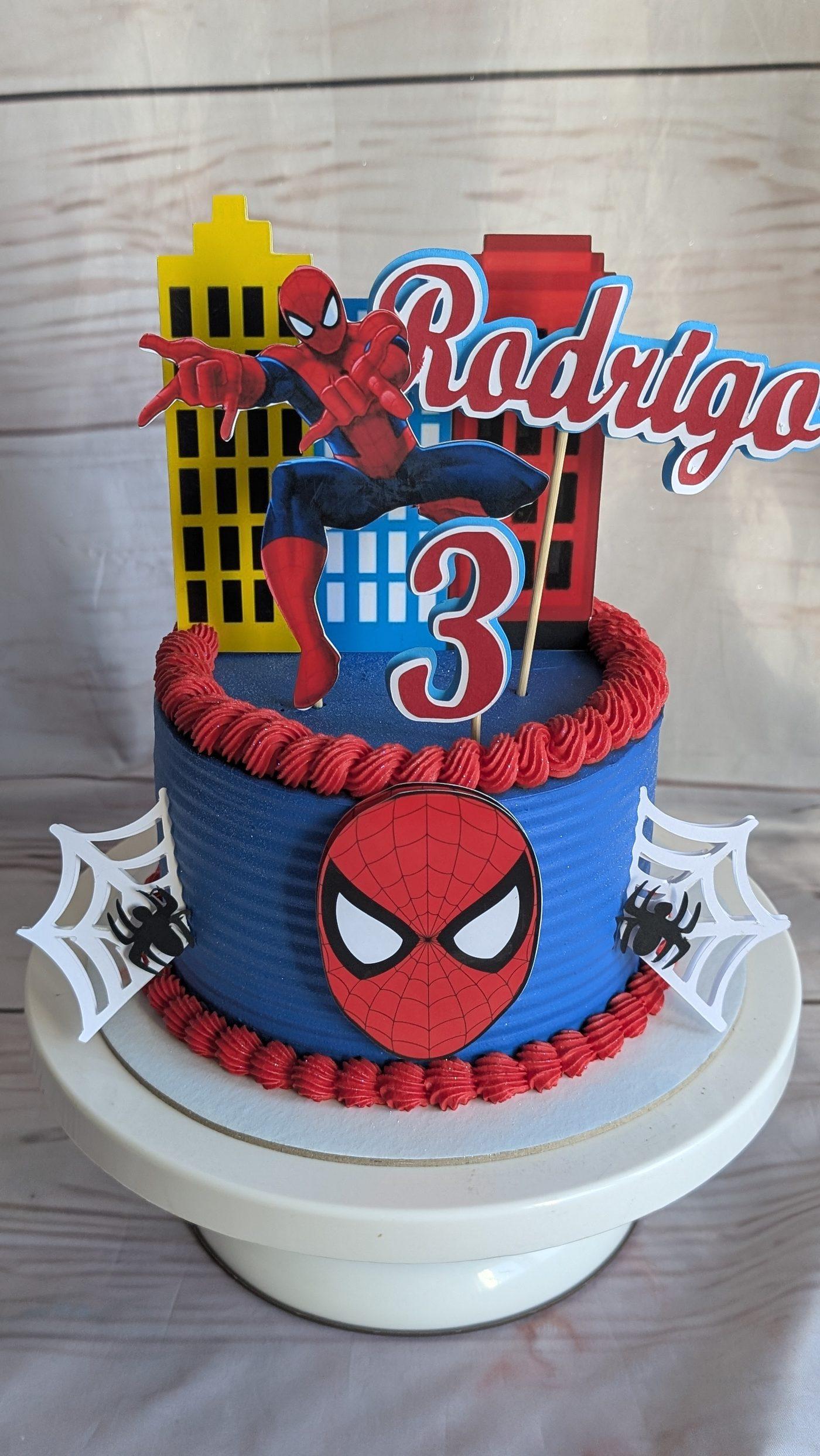 Bolo de aniversário temático Homem-Aranha — Rodrigo 3 anos