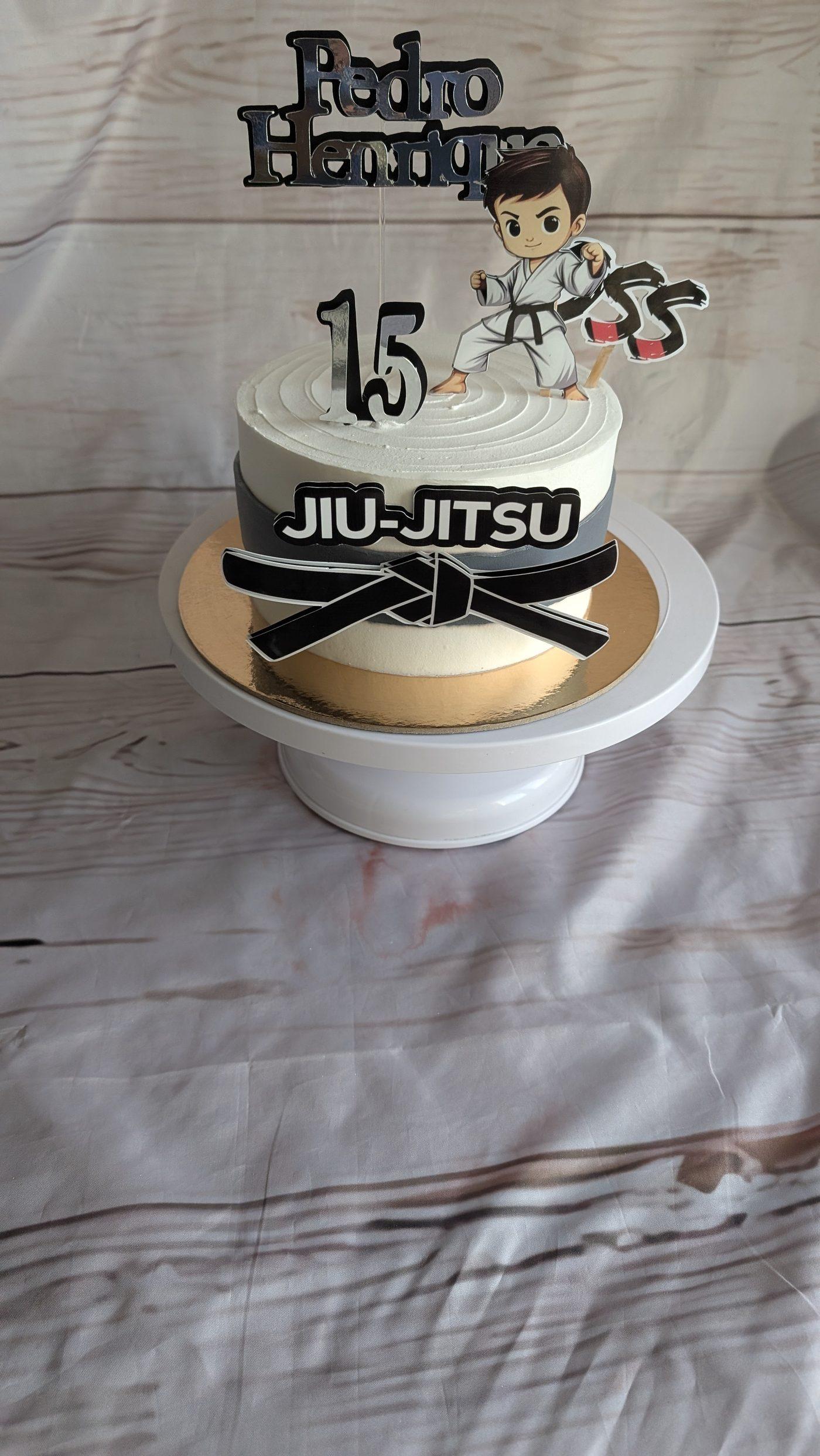 Bolo de aniversário temático Jiu-Jitsu — Pedro Henrique 15 anos